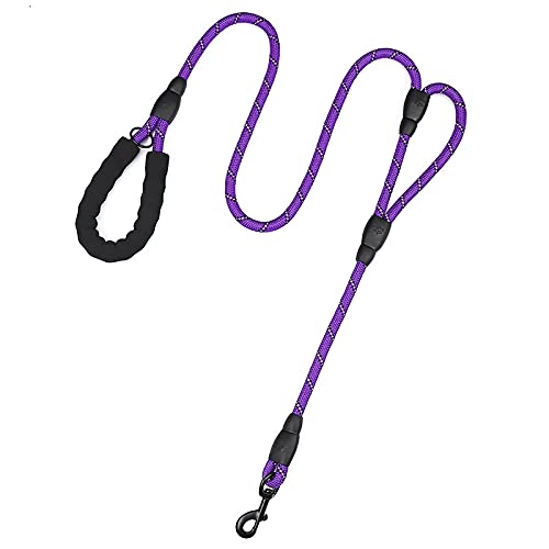 Plutus Pet Rope Dog Leash with Double Handles, 6 FT Long, Reflective