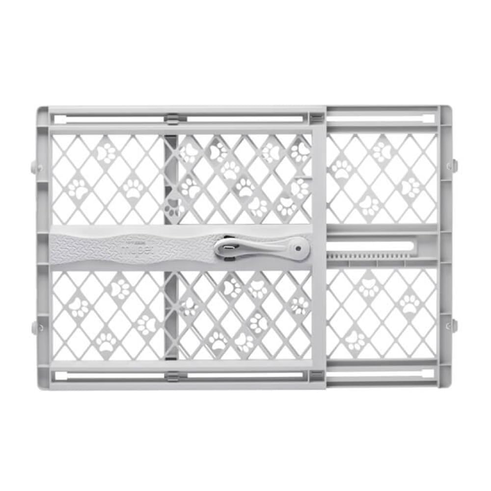 MYPET Paws Portable Pet Gate: 26-40" Wide Expandable, Pressure Mounted No Tools Needed, Durable Dog Gate for Doorways, Made in USA, 23" Tall, Fieldstone Gray