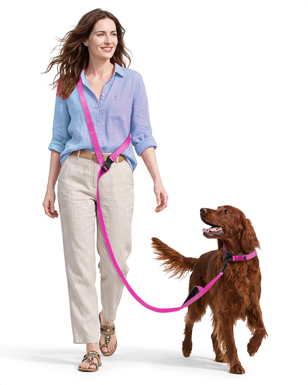 Hands Free Dog Leash, 5.9-8.2ft Multifunctional Crossbody Rope with Explosion-Proof Handle and Adjustable Training Hands Free Leash for Medium Dog Walking Jogging and Running