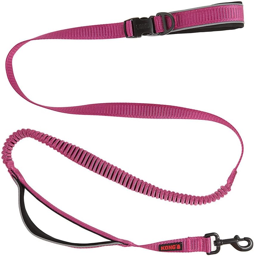 KONG Reflective Shock Absorbing Hands-Free Bungee Dog Leash 6' (Pink)
