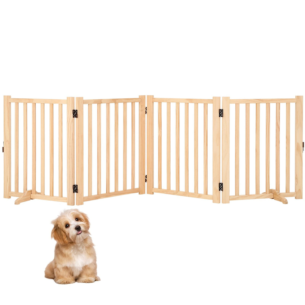 Garvee Foldable Wooden Dog Gate, with Support Feet,3 Panel H:24”