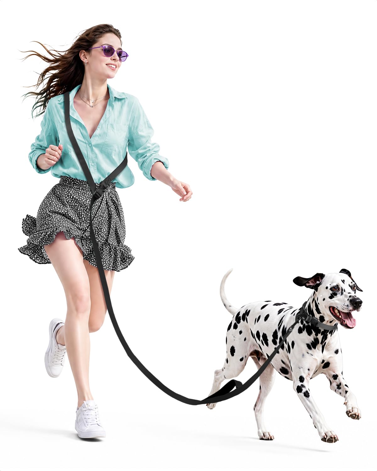 Hands Free Dog Leash, 5.9-8.2ft Multifunctional Crossbody Rope with Explosion-Proof Handle and Adjustable Training Hands Free Leash for Medium Dog Walking Jogging and Running