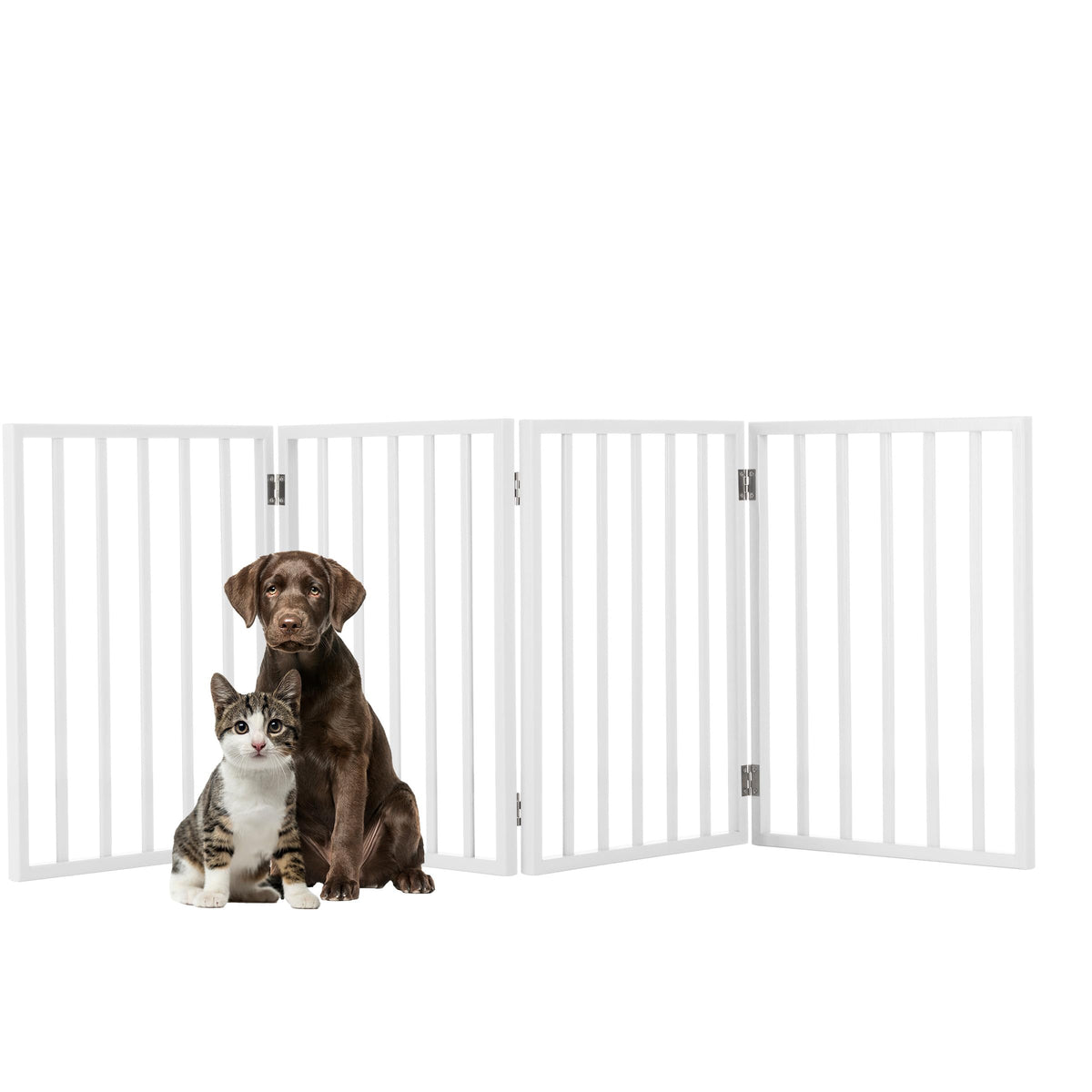 Pet Gate - 4-Panel Indoor Foldable Dog Fence for Stairs, Hallways, or Doorways - 72x24-Inch Wood Freestanding Dog Gates by PETMAKER (Black)