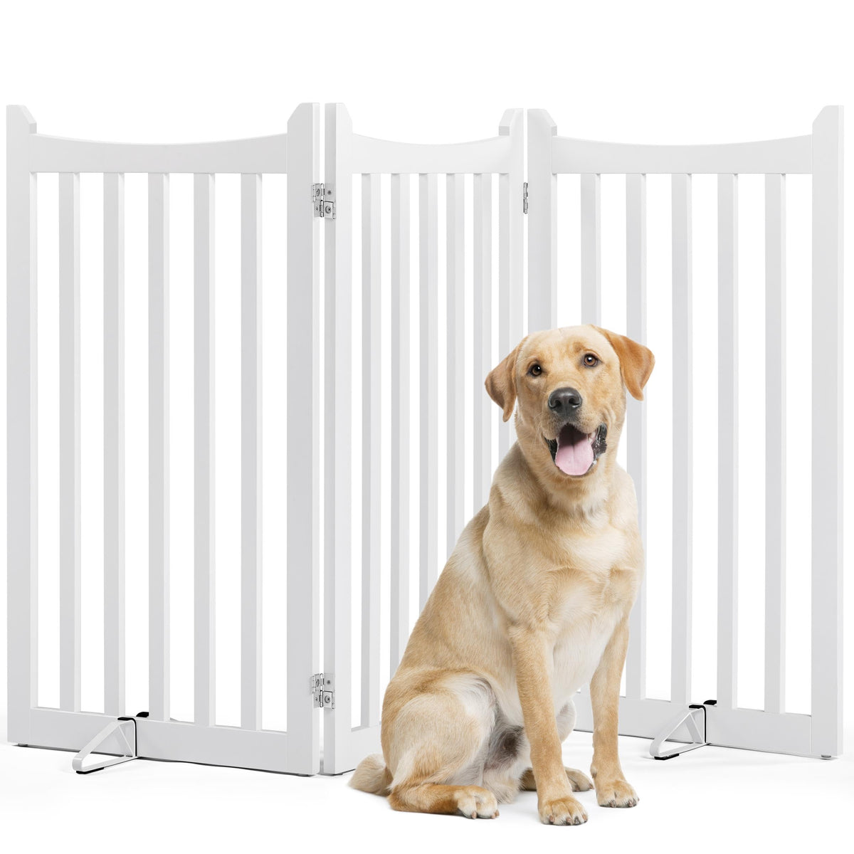 Yaheetech Freestanding Wooden Dog Gate, 3-Panel 24in H Pet Barrier Espresso