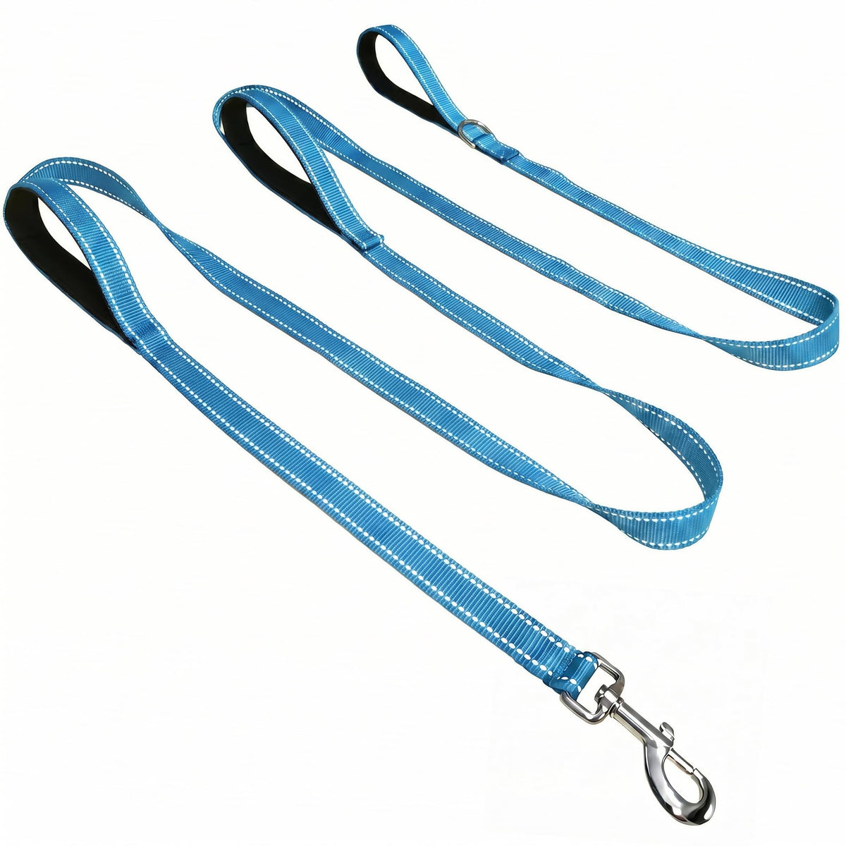 Triple Handle 6 ft Dog Leash with Padded Traffic Handles, Heavy Duty Reflective Walking Lead for Training Control, Strong Nylon Leashes for Medium Large Breed Dogs (Black)