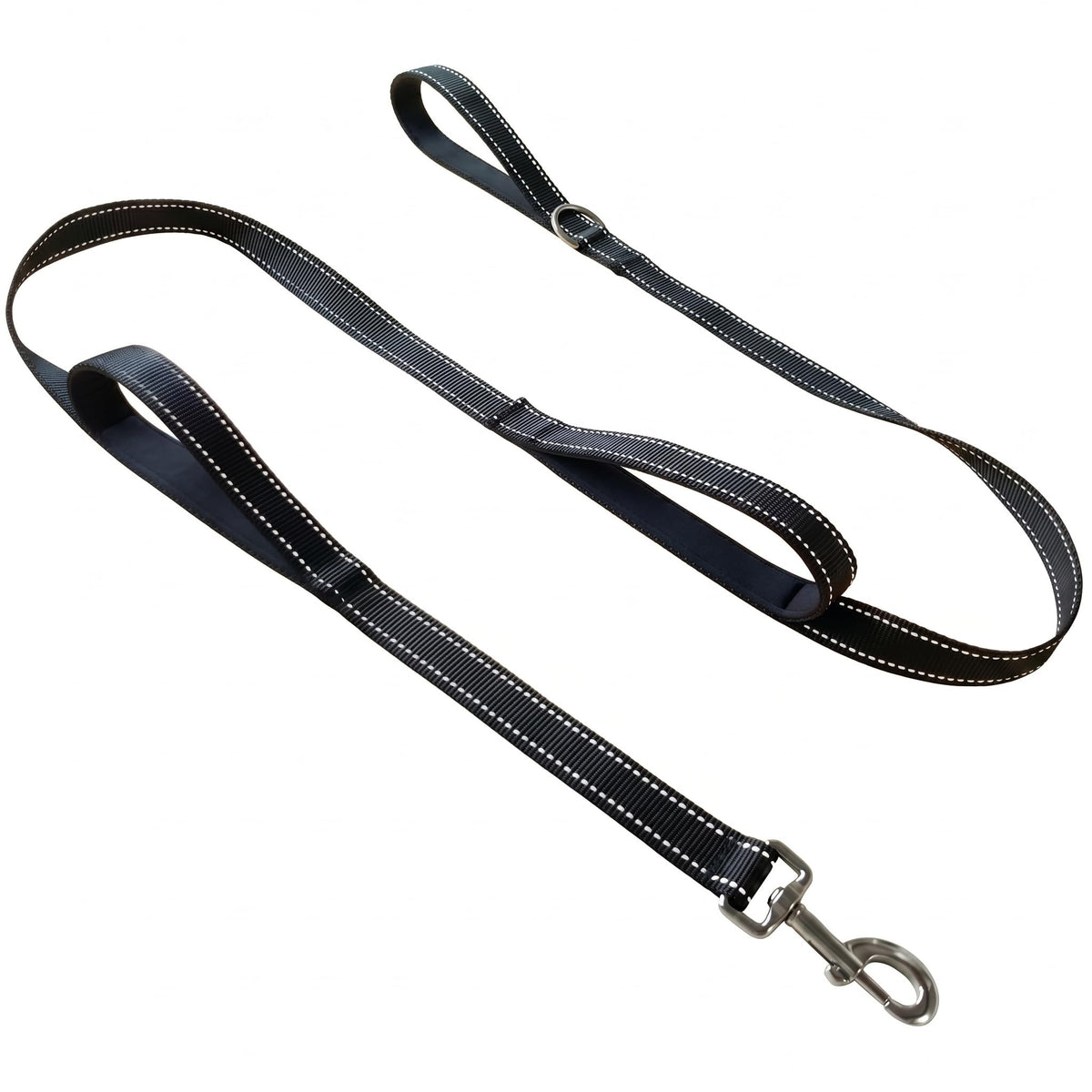 Triple Handle 6 ft Dog Leash with Padded Traffic Handles, Heavy Duty Reflective Walking Lead for Training Control, Strong Nylon Leashes for Medium Large Breed Dogs (Black)