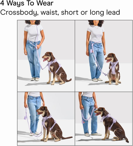 Wild One Hands-Free Adjustable Rope Dog Leash, Standard: 4' to 8.5' Long, .5" Wide, Adjustable for Crossbody, Waist & Handheld, Tan