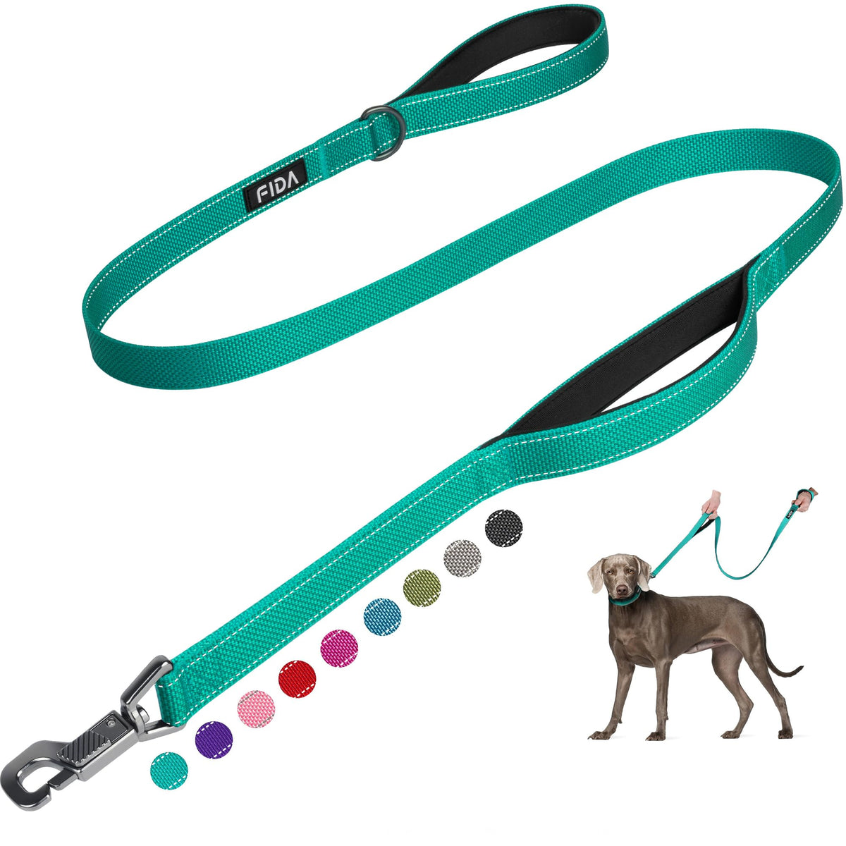 Fida Heavy Duty Dog Leash for Medium Large Dogs, 6 FT, Dual Padded Handles