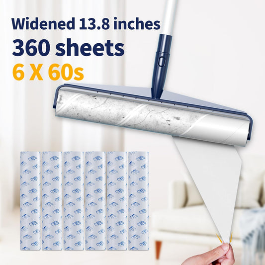 13.8in Large Big XL Jumbo Lint Roller for Floor with Long Handle, Mega Sticky Rollers Pet Hair Remover for Carpet, Bed,Couch,Furniture, Walls, Bathroom & Hair Collector Cleaner with Dog Cat Fur