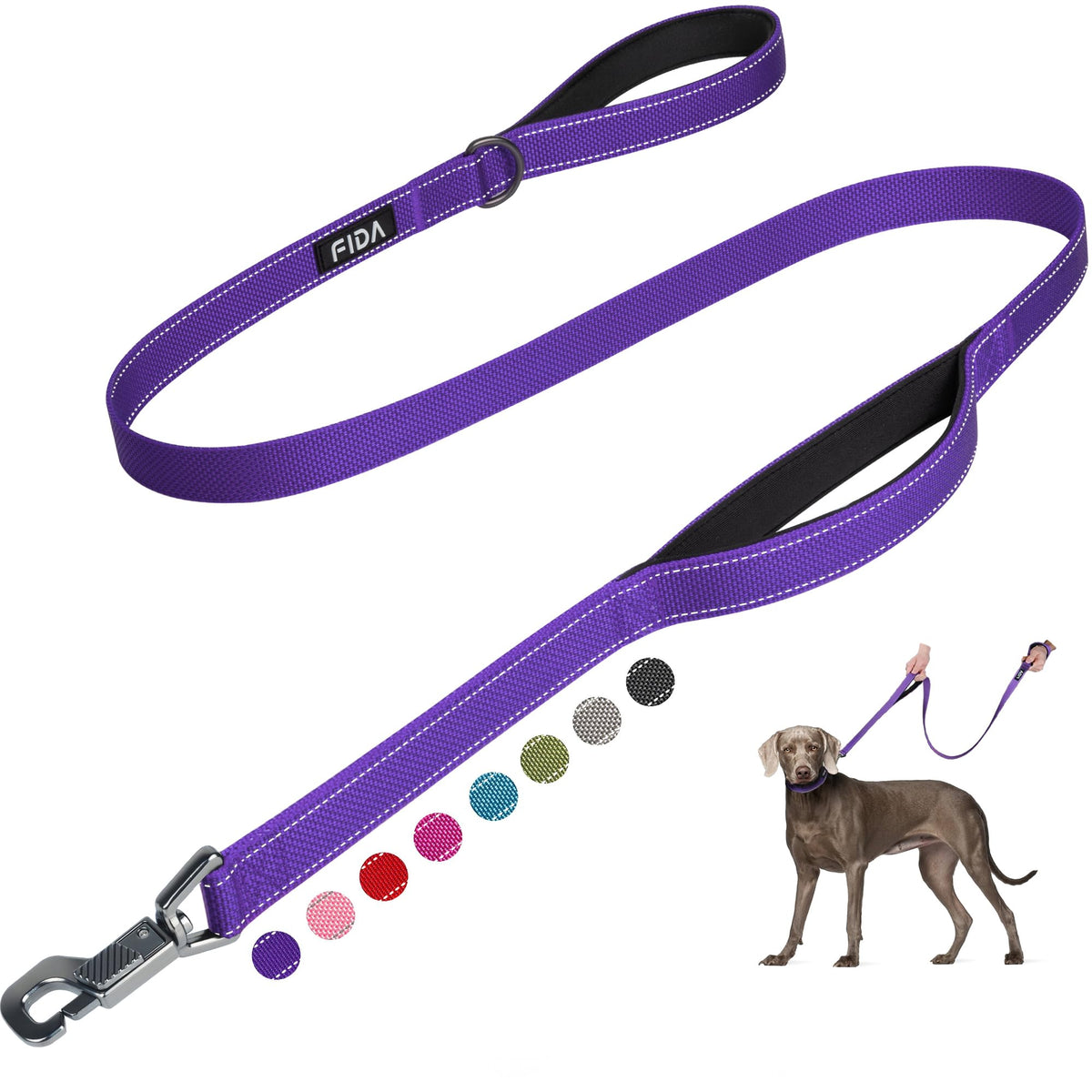 Fida Heavy Duty Dog Leash for Medium Large Dogs, 6 FT, Dual Padded Handles