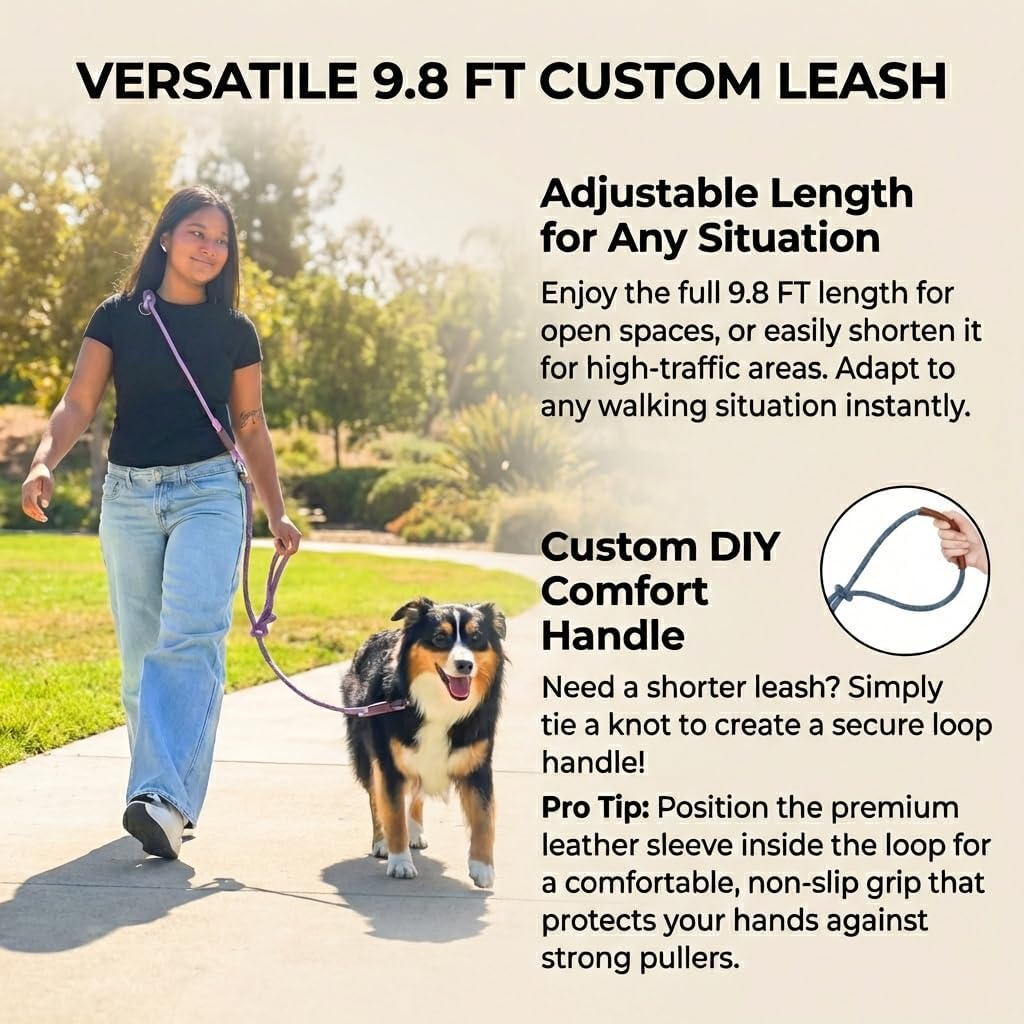 Hands Free Multifunctional Dog Leash for 1 or 2 Dogs, 9.8 ft, Tapestry Blue