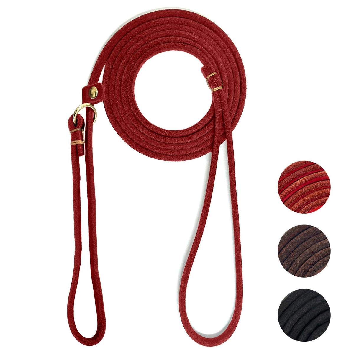 Guiding Star Leather Dog Leash 6 ft x 1/4 inch,Thin and Lightweight Leather Leashes for Small Dogs,Leather Cat Leashes for Small Cats,Soft Genuine Leather Dog Training Leashes for Petite Dogs Brown