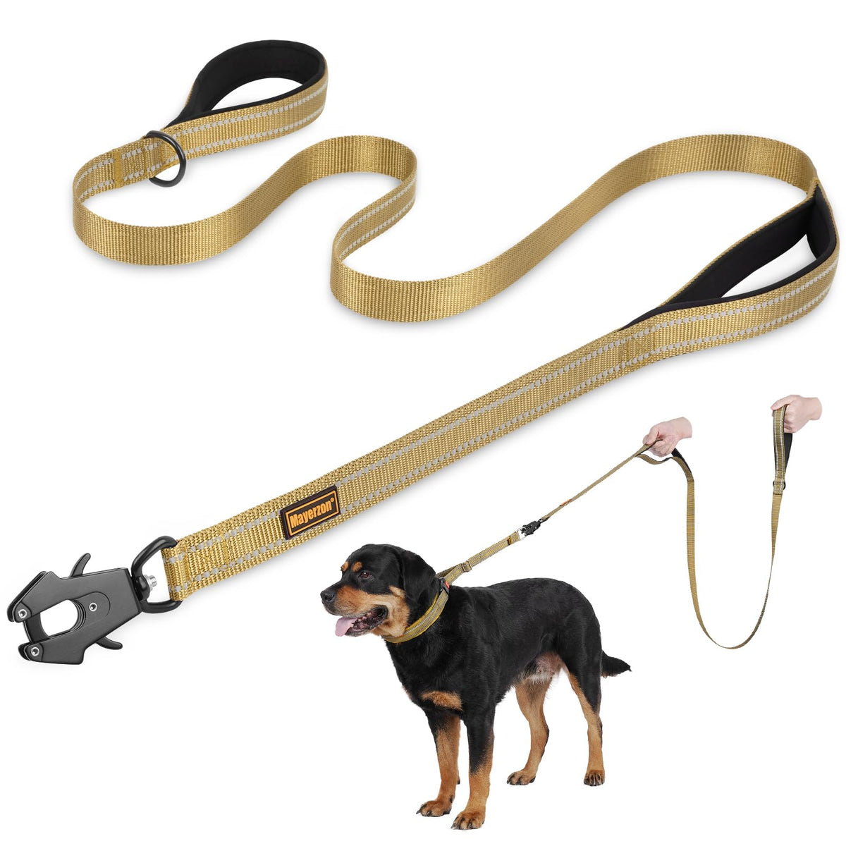 Mayerzon 6FT Tactical Heavy Duty Dog Leash No Pull with 2 Padded Handles