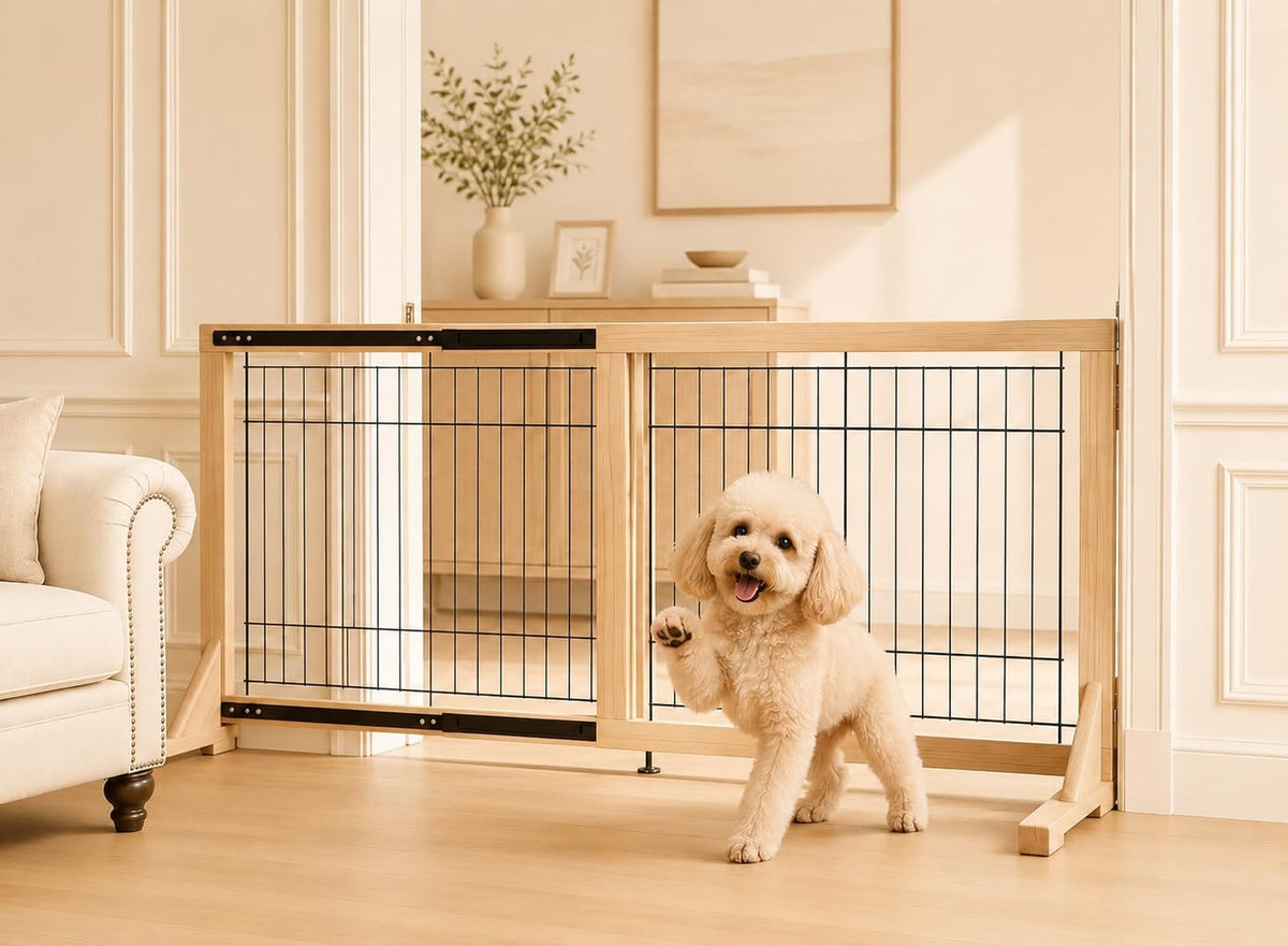 Freestanding Dog Gate Indoor,19.7" Height 23.6"–45.3" Width