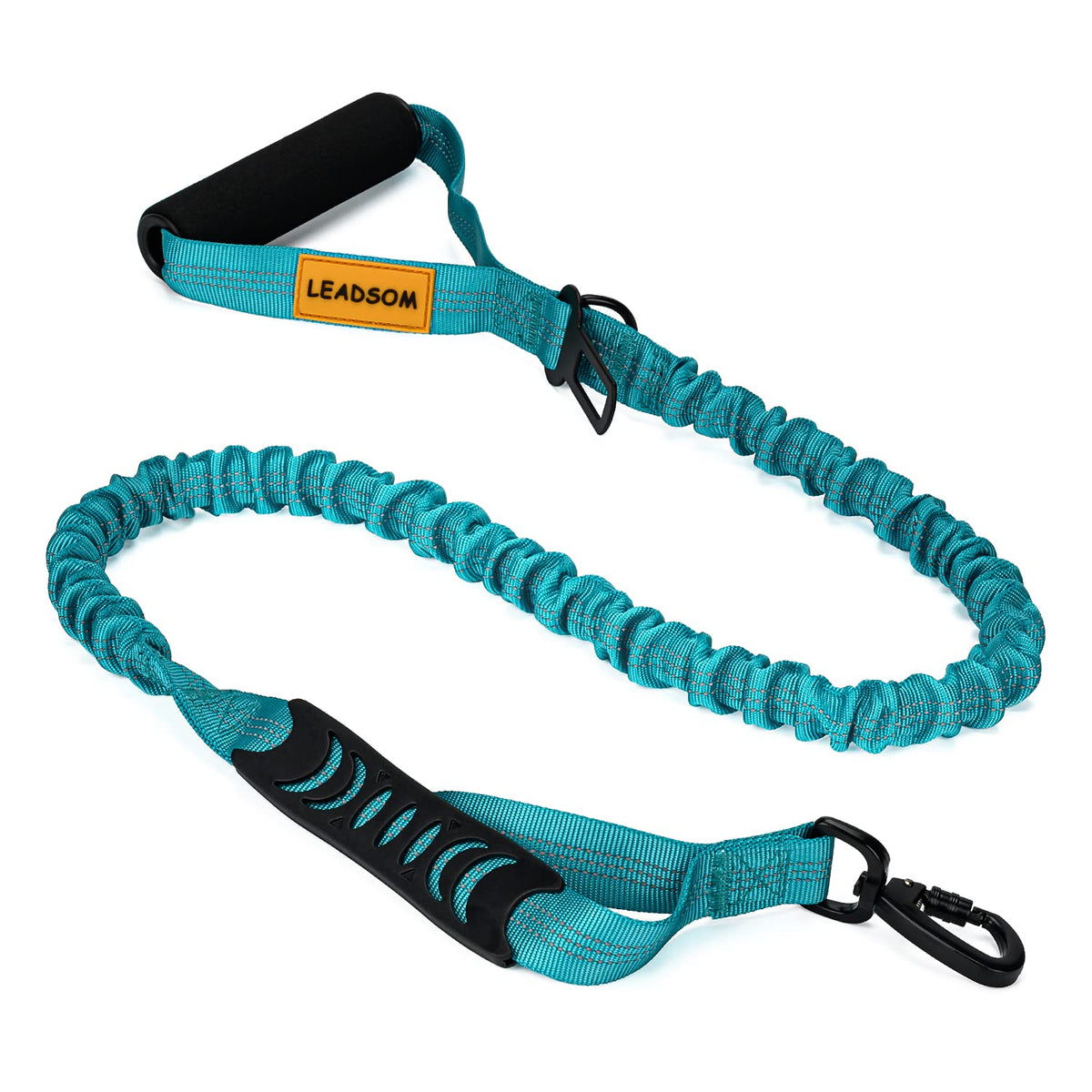 6FT Highly Reflective Heavy Duty Elastic Bungee Medium and Large Dog Leash Shock Absorbing with Comfortable Padded Handle and Traffic Handle Suitable for Training Red