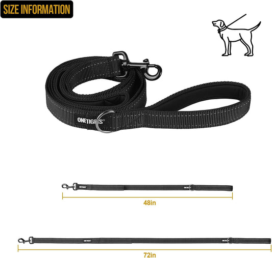 OneTigris No-Pull Dog Leash with Handle for Medium Large Dogs (Black, 4FT)