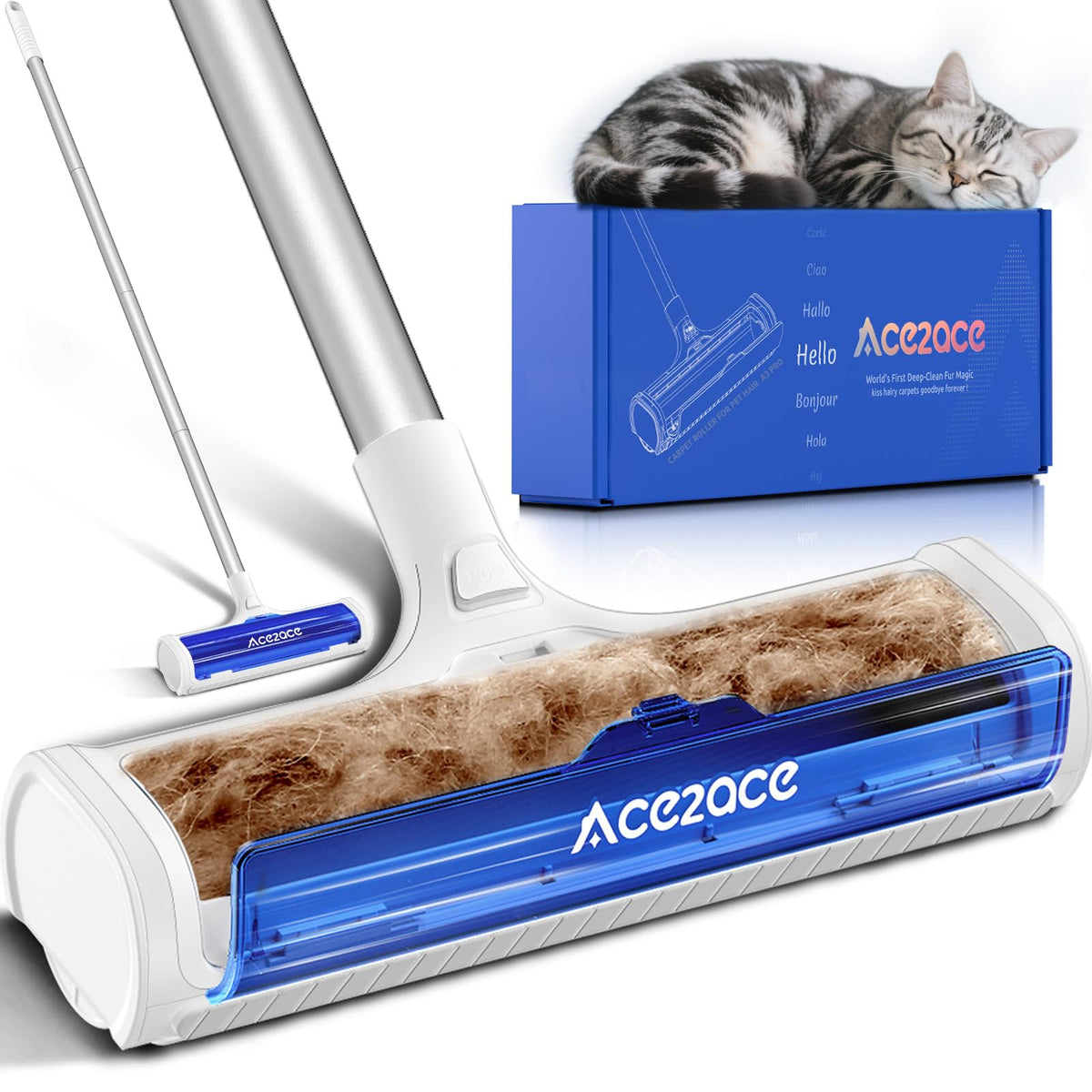 ACE2ACE A3 Pro Carpet Roller for Pet Hair, Carpet Pet Hair Removal Tool