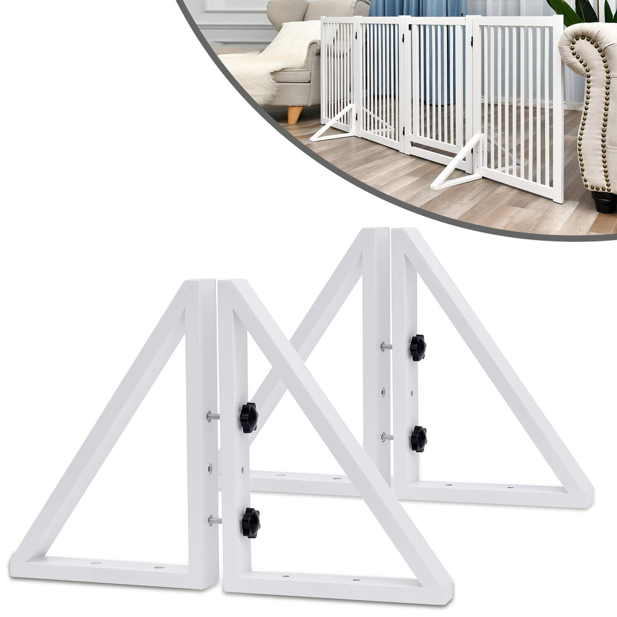 WELLAND Triangle Support Feet Set of 2 for 360 Degree Configurable Gate Collection, Solid Pine Wood, Easy to Install, 2 Pairs of Safety Fence Feet for Freestanding Pet Gates, White (Only Feet)
