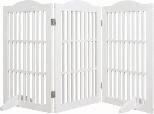 Wooden Freestanding Pet Gate, 3-Panel, 30" Tall, White