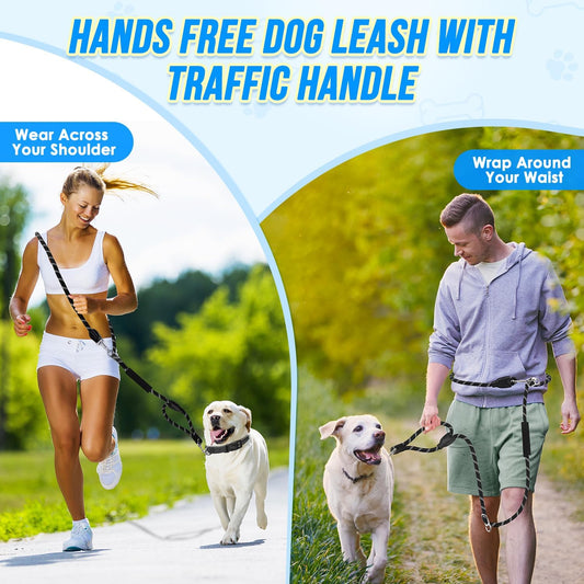 Lukovee Hands Free Dog Leash, 10FT Adjustable Waist-Lead & Shoulder Lead