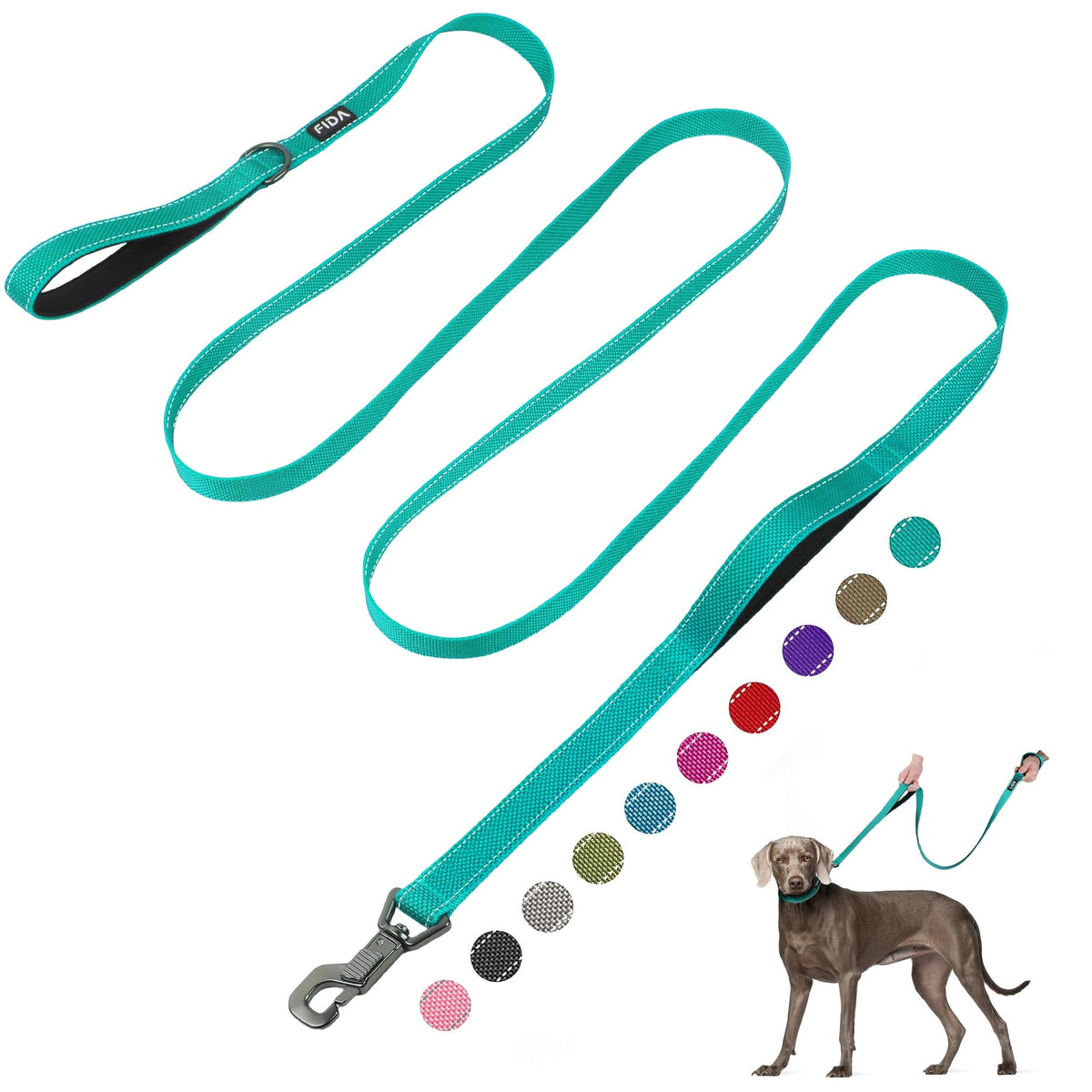 Fida Heavy Duty Dog Leash for Medium Large Dogs, 6 FT, Dual Padded Handles