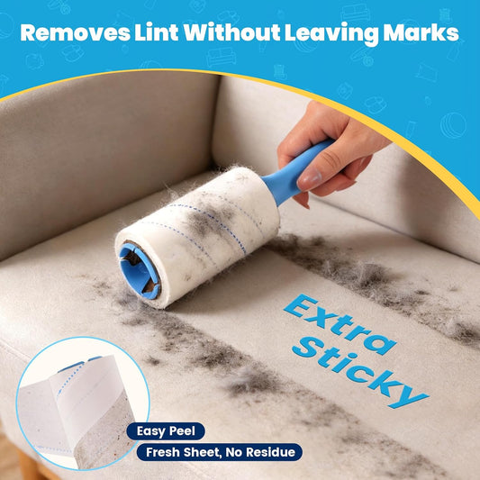 Extra Sticky Lint Roller for Pet Hair, 500 Sheets with 2 Handles