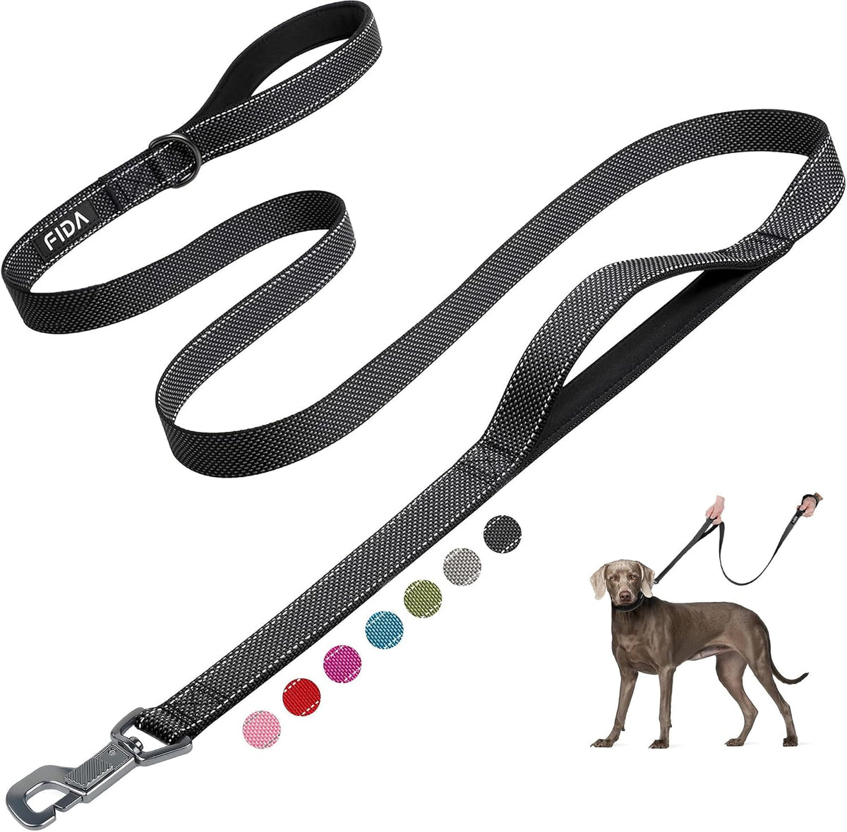 Fida Heavy Duty Dog Leash for Medium Large Dogs, 6 FT, Dual Padded Handles