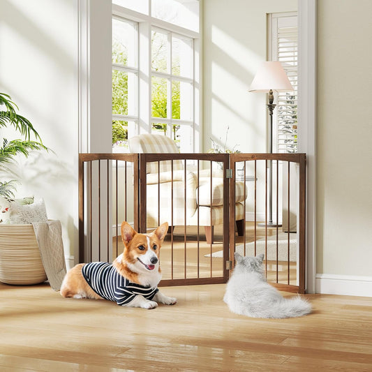 Giantex Freestanding Foldable Dog Gate Indoor, 63" W x 30" H Extra Wide