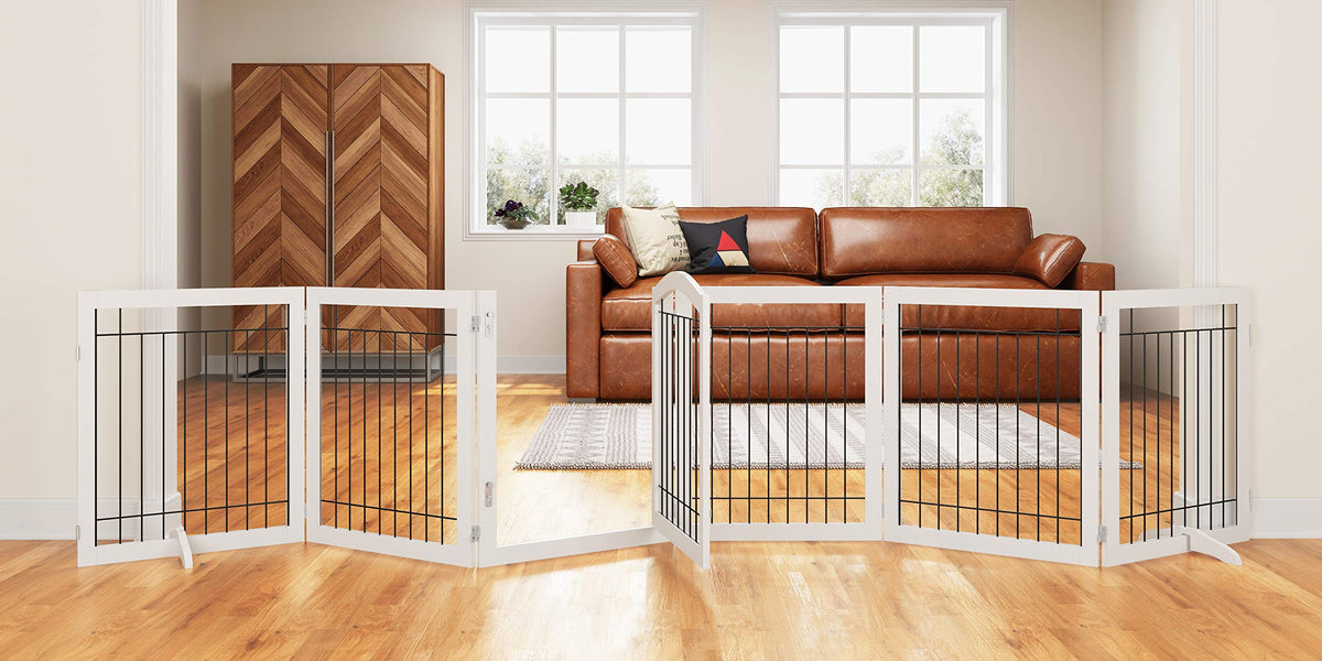 PAWLAND Extra Wide Foldable Dog gate for Doorway, Indoor, 96“ W, 30" H