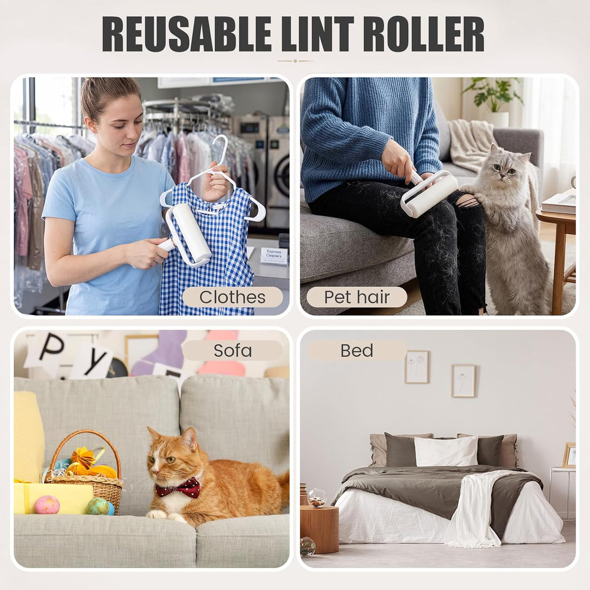 6.3 Inch Reusable Lint Roller, Washable Lint Remover