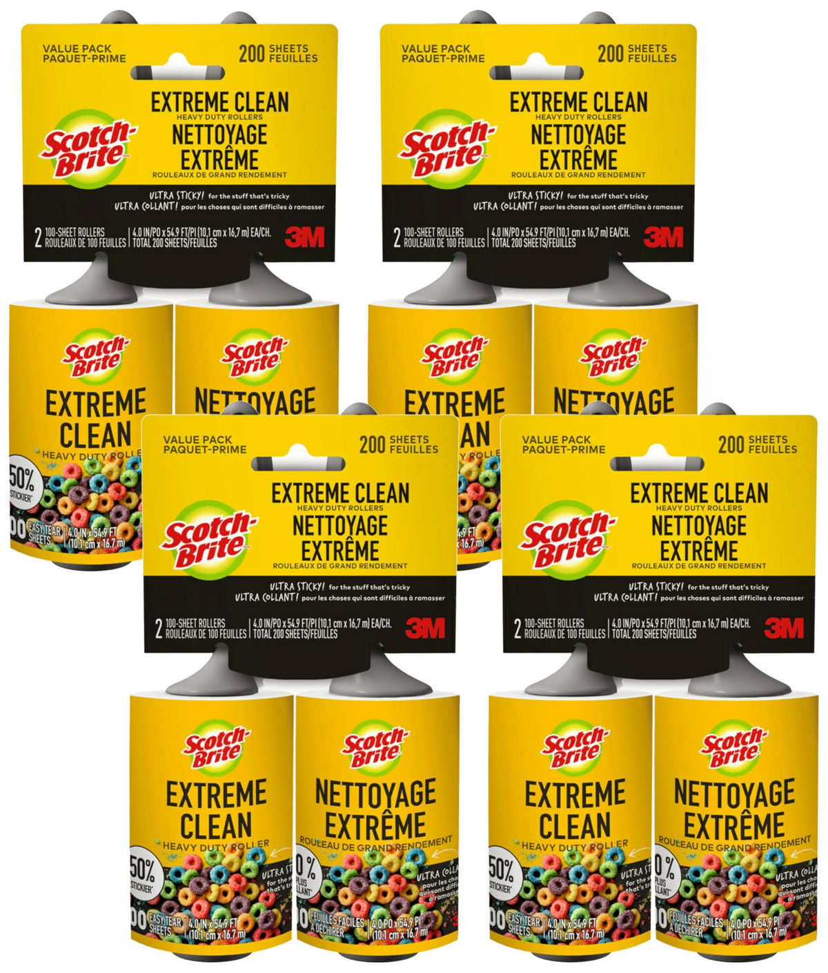 Scotch-Brite Extreme Clean Lint Roller, 200 Sheets Total, 2 Pack