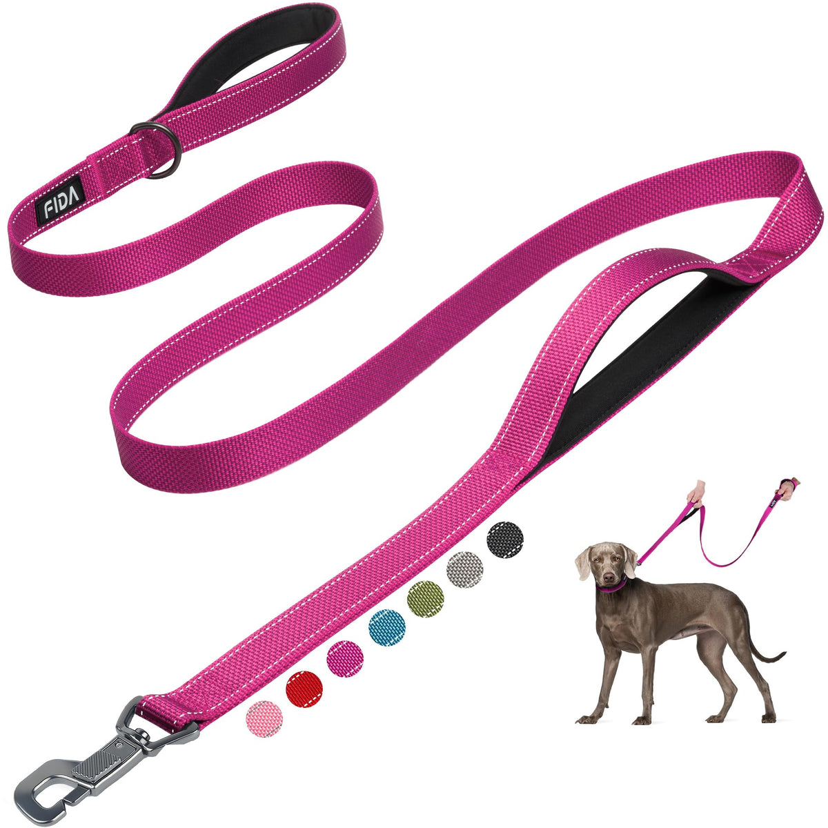 Fida Heavy Duty Dog Leash for Medium Large Dogs, 6 FT, Dual Padded Handles