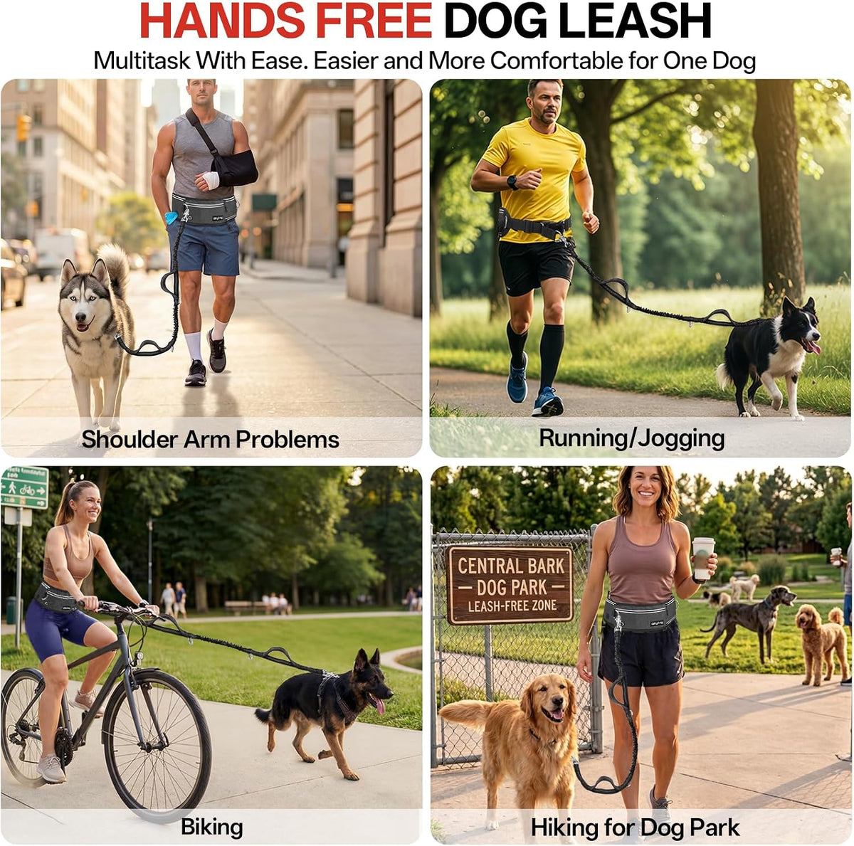 Hands Free Dog Leash, 240LB Heavy Duty Retractable with Fanny Pack