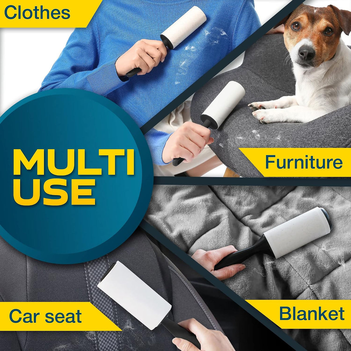 Lint Rollers 900 Sticky Sheets, 10 Spare Rollers,10 Pack of Refills Only. Pet Hair Remover for Clothes, Furniture, Couch, Carpet, Dog Hair Remover, Cat Hair Remover, Animal Fur, Fuzz