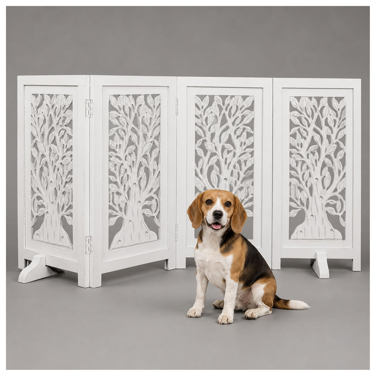 Dog Gate Freestanding 60x24, Burnt Daisy, Folding 3 Panel