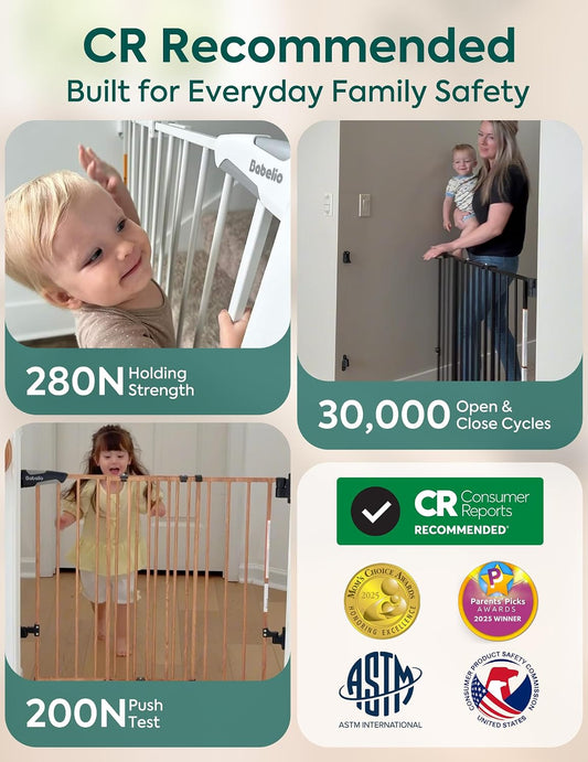 Babelio 34" Extra Tall No Bottom Bar Baby Gate, 26-43", Brown Wood Pattern