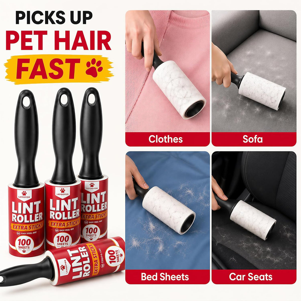 2400 Sheets Lint Roller Extra Sticky Lint Remover for Pet Hair