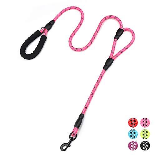 Plutus Pet Rope Dog Leash with Double Handles, 6 FT Long, Reflective
