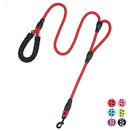Plutus Pet Rope Dog Leash with Double Handles, 6 FT Long, Reflective