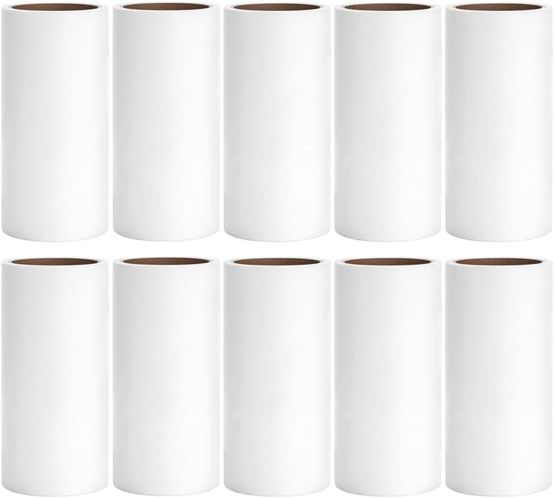 Lint Roller Refills 4 inch Bulk 10 Rolls Total 600 Sheets Extra Sticky Lint Remover Replacement Refills Compatible with Evercare PetLovers Muji IKEA and Others (Inside Dia. 1-1/2 inch)