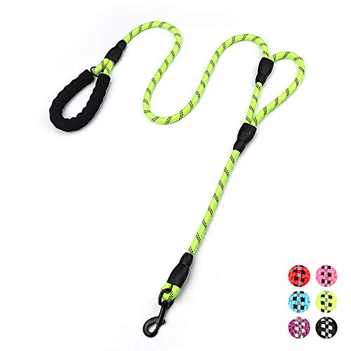 Plutus Pet Rope Dog Leash with Double Handles, 6 FT Long, Reflective
