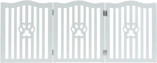 Pet Gate Wooden Free Grey Standing Dog Gate - Foldable