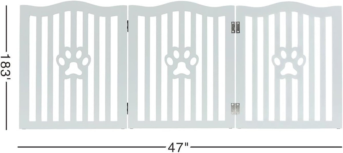 Pet Gate Wooden Free Grey Standing Dog Gate - Foldable