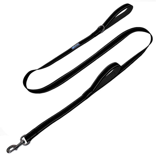 Max and Neo Double Handle Traffic Dog Leash - Reflective, Donates to Dog Rescue (Black, 6 FT)