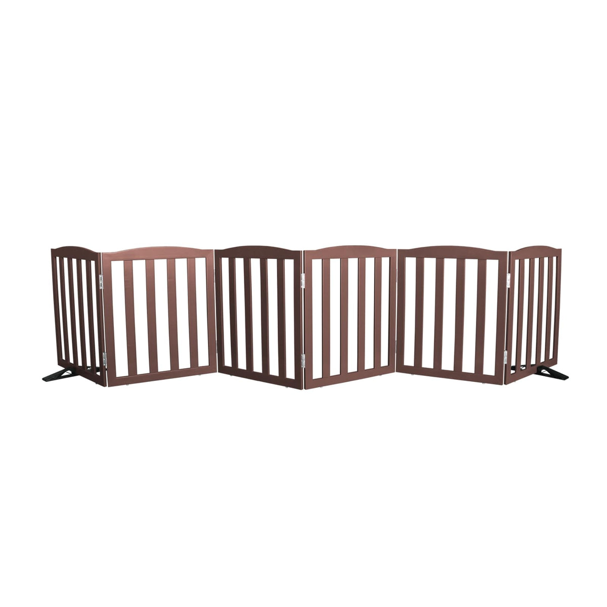 Freestanding Dog Gate Indoor,Doggie Gate Foldable Pet Gates for Doorways,Stairs or Hallways, Wooden Brown Pet Gate for the House, Pet Fence with Support Feet Included,24 "Height-2 Panels