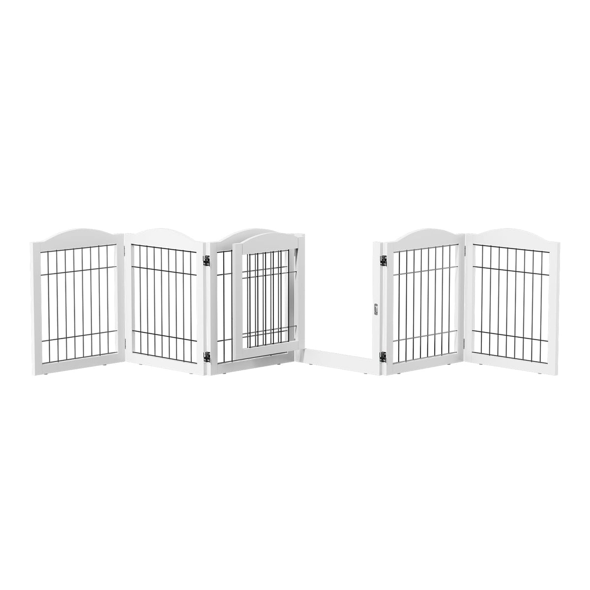 Bonnlo 3-Panel Wooden Free Standing Pet Gate for Dogs, 30'' Tall Dog Gates for the House, Doorways & Stairs, Dog Fences Indoor Puppy Gate with 3 Foot Supporters, Up to 61” Wide, Espresso