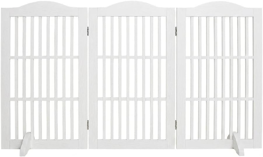 Wooden Freestanding Pet Gate, 3-Panel, 30" Tall, White