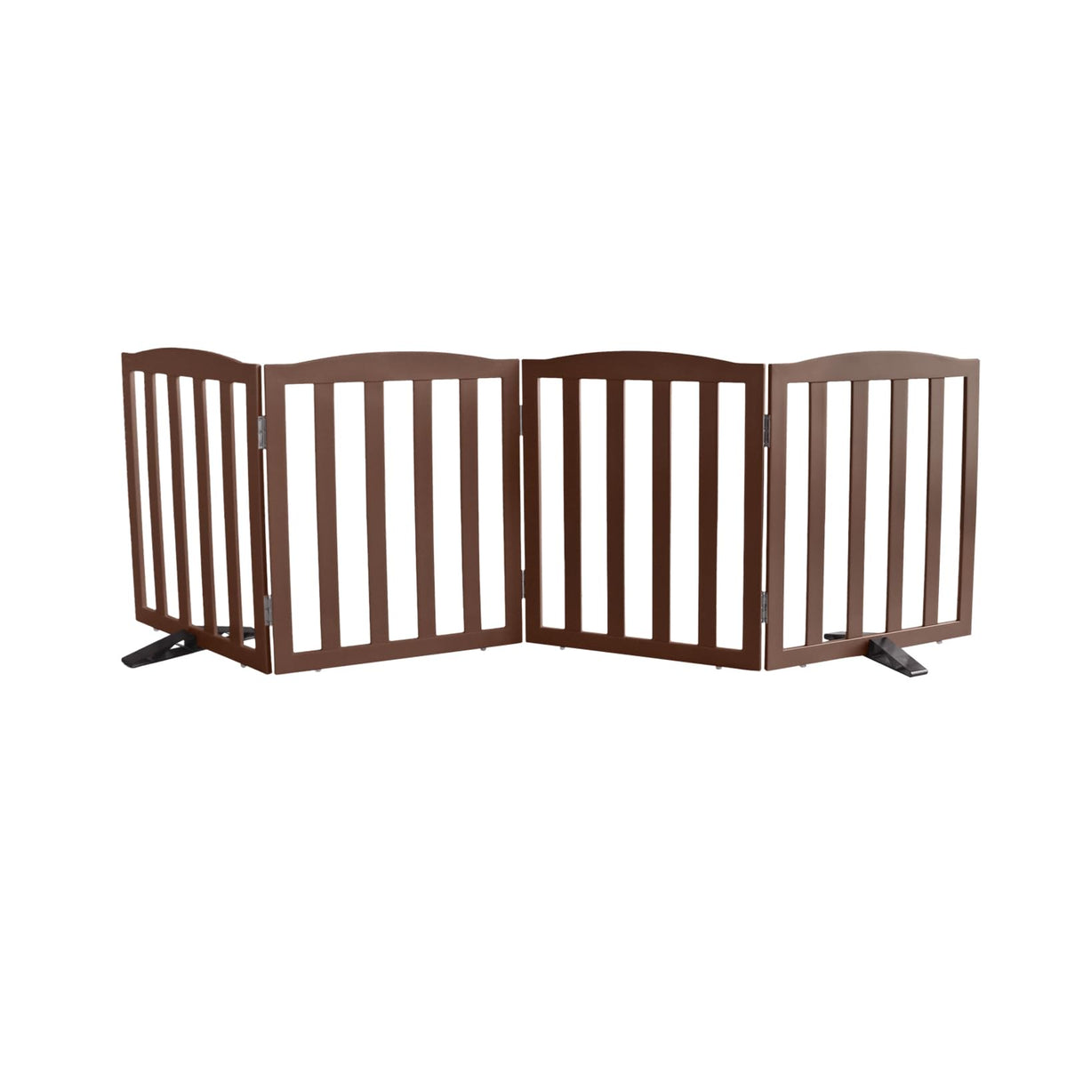 Freestanding Dog Gate Indoor,Doggie Gate Foldable Pet Gates for Doorways,Stairs or Hallways, Wooden Brown Pet Gate for the House, Pet Fence with Support Feet Included,24 "Height-2 Panels