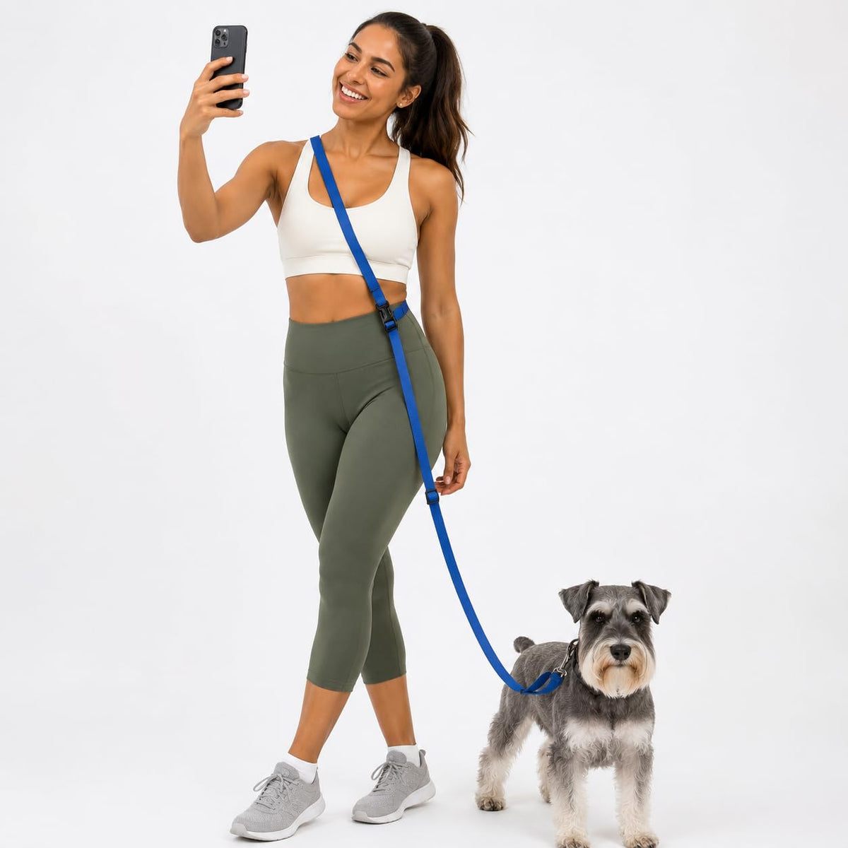 Kazazoo Hands-Free Dog Leash Adjustable Length 5-8 Ft,Waist & Crossbody Leash for Walking with Small Dogs Bichon Frisé & Teddy Reflective Strips, Ballistic Nylon, Waist Belt, Lightweight Pink