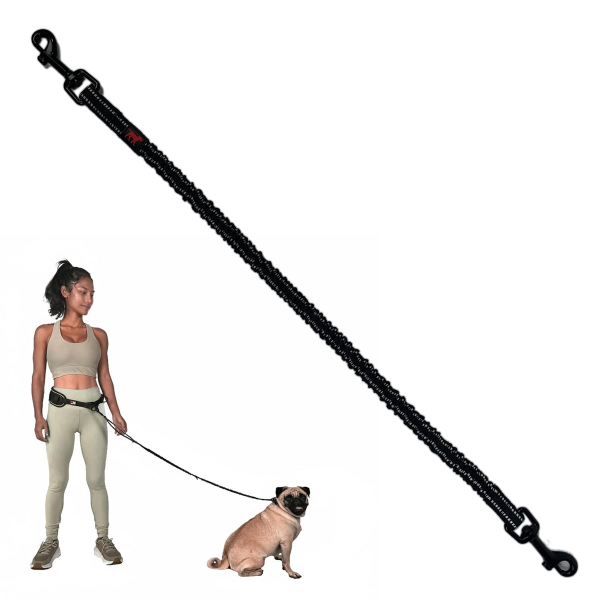 Tuff Pupper Hands Free Bungee Dog Leash, Waist Belt for Running & Walking